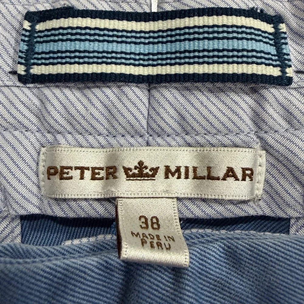 Peter Millar Mens Blue Flat Front Chino Pants Straight Leg Size 38 Cotton Twill